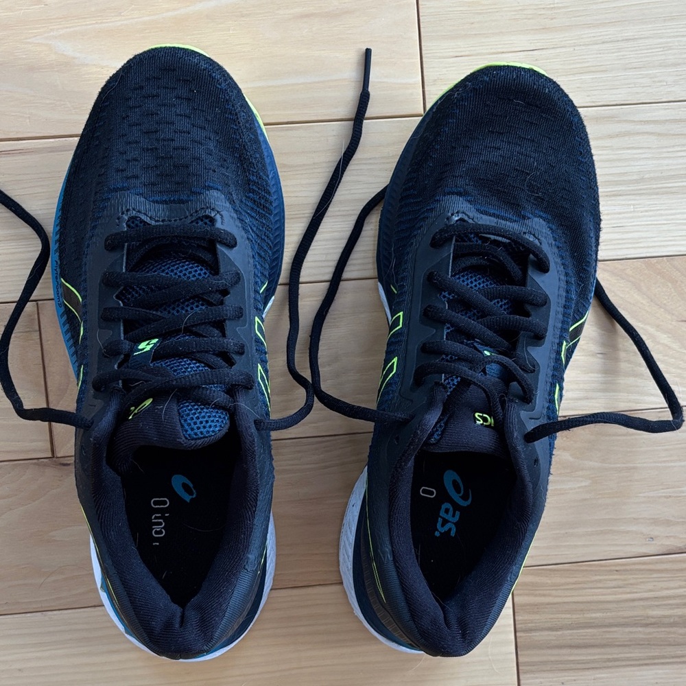 Asics Black and Neon Yellow Athletic Shoes